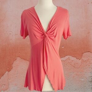 Venus Twist Front Short Sleeve Knit Top Women’s M (8/10) Coral